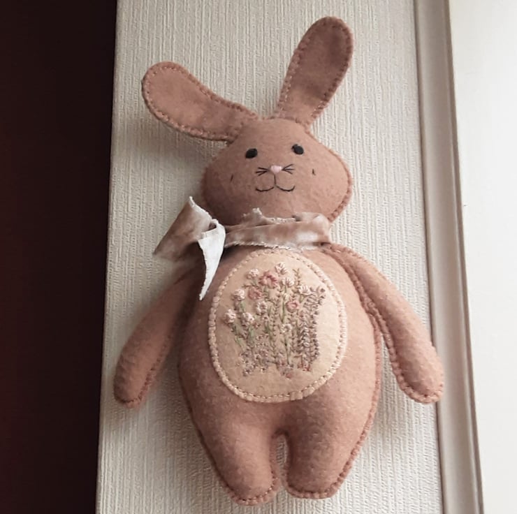 Woodland Bunny, handmade felt rabbit, embroider... Folksy