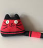 Red knitted kitten decor - gift for cat lady 