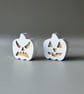White Pumpkin Decorations - Spooky Halloween Ornaments - Gold Detailing - Image 2