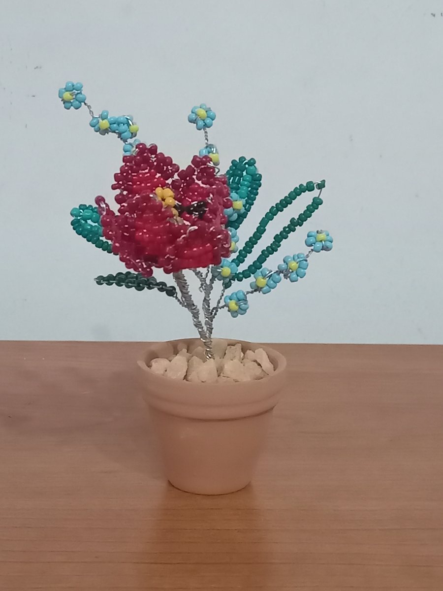 French beaded flowers - tulip and forget me not