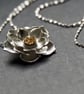 Sterling Silver Lotus Flower Pendant with Natural Agate Drusy Gemstone 
