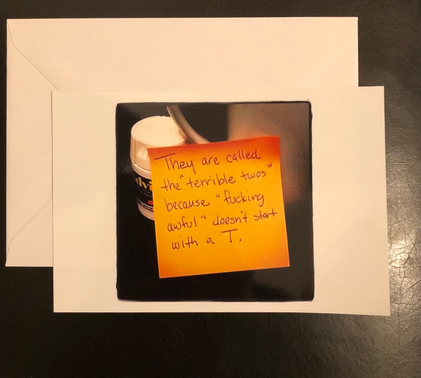 The Terrible Twos Surviving Toddlers Blank Funny Greeting Card