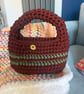Handmade Chocolate Brownand Sage Green two Tone Crochet Box Bag
