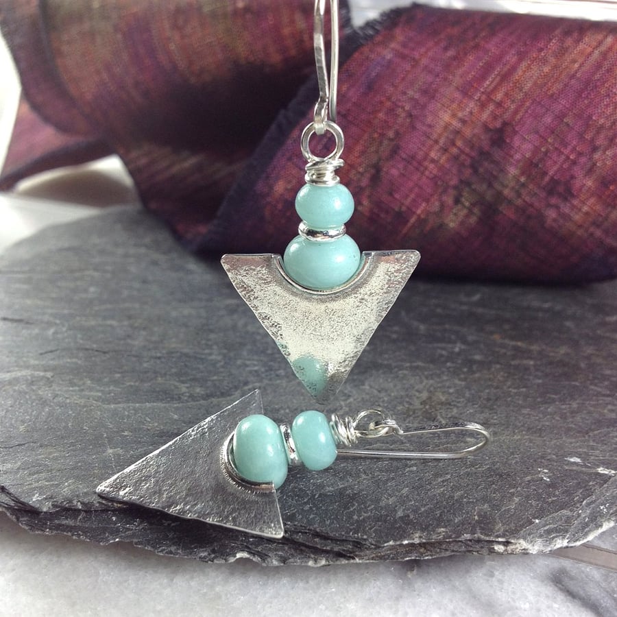 Amazonite and silver tribal earrings