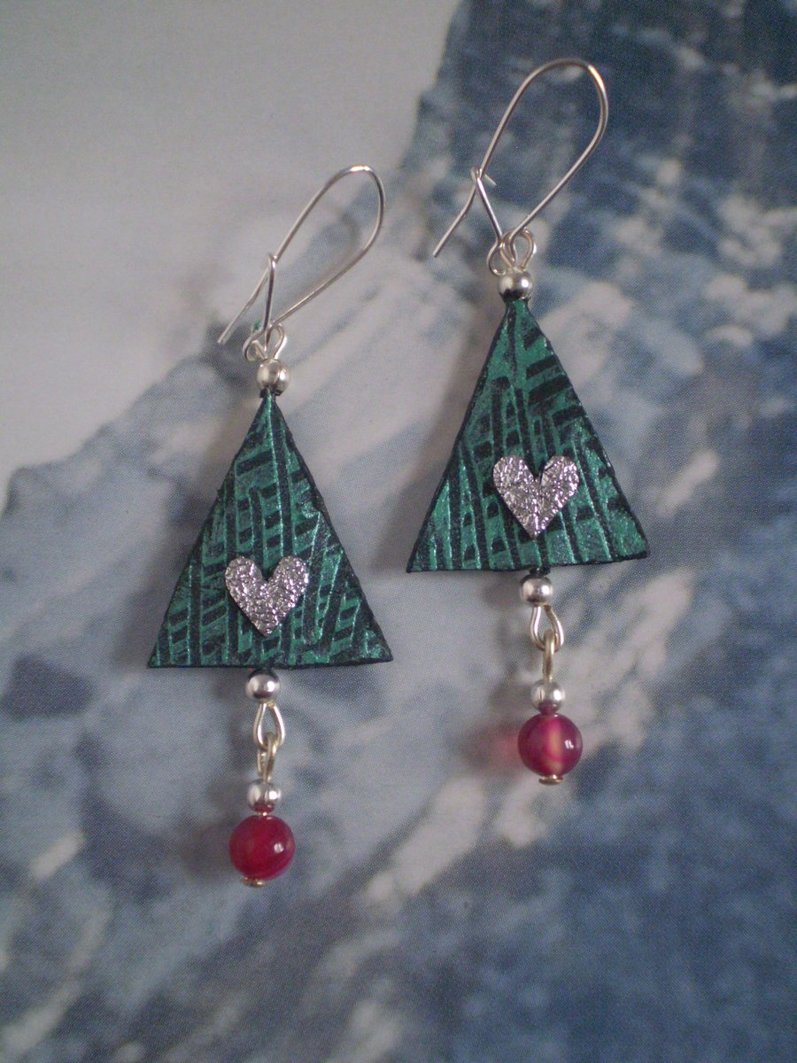 Love Heart Tree earrings....Fir.. in recycled leather for someone special