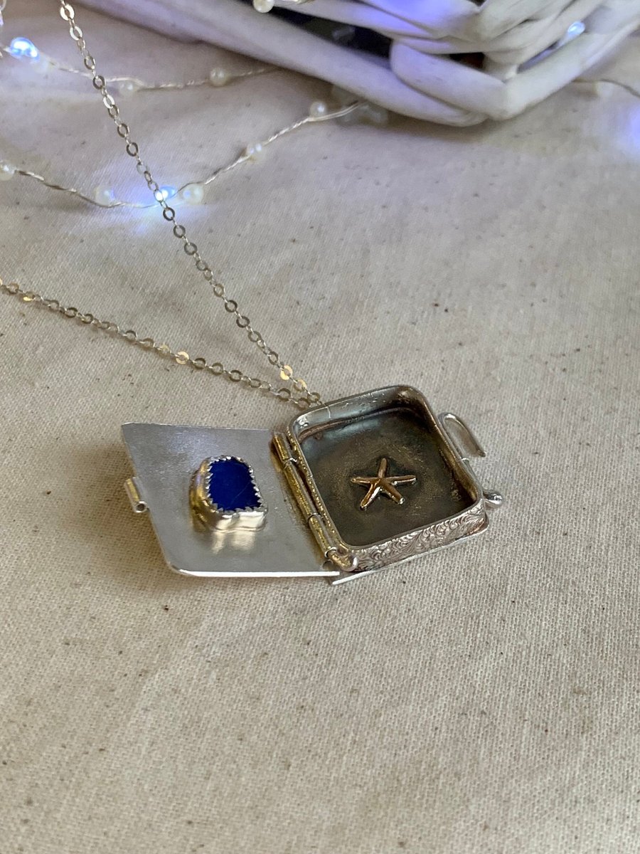 Seaglass Locket pendant, Sea themed locket