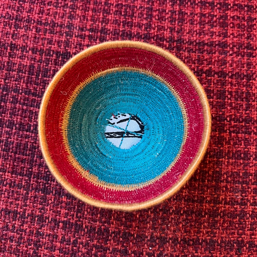 Teal, mustard and red bits and bobs bowl