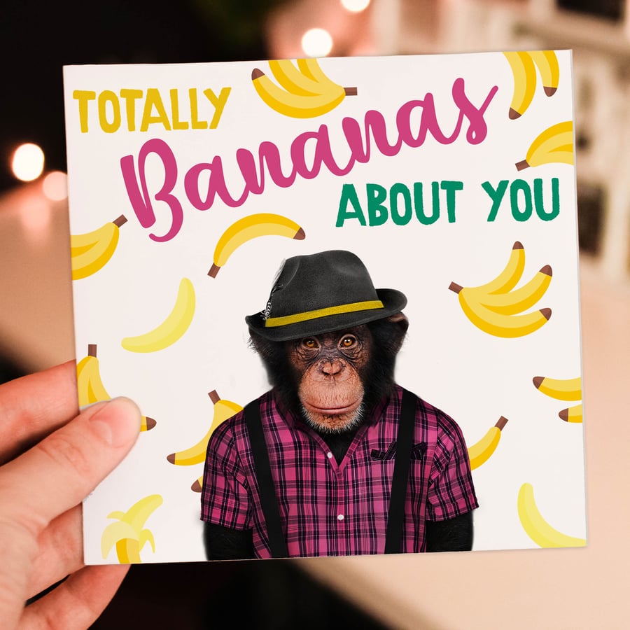 Monkey anniversary card: Totally bananas about you - Animalyser
