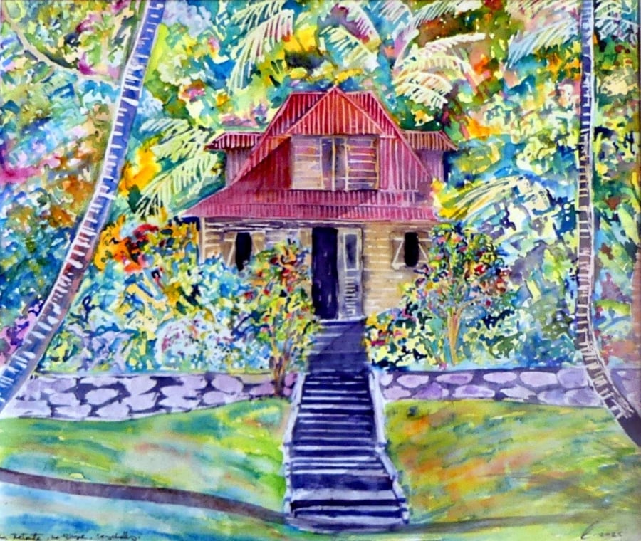 Home in the Forest  Impressionist Watercolour Landscape Painting