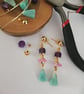 Satellite cut Amethyst, Pink Quartz and Amzonite beaded dangle earrings - Image 6
