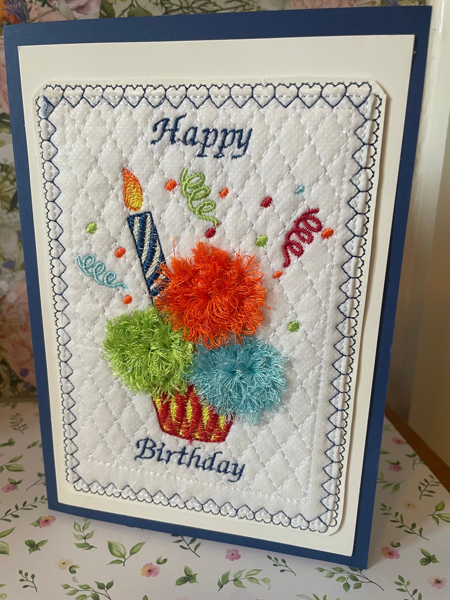 Handmade 3D fringed effect greetings card Male Birthday Card 