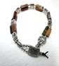 Handmade Beaded Leather Picasso Jasper Gate Bracelet  - Image 3