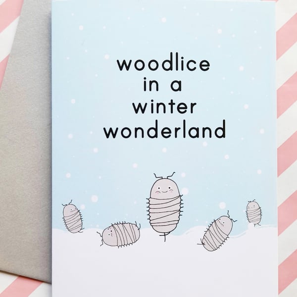 woodlice christmas A6 greetings card, funny christmas card