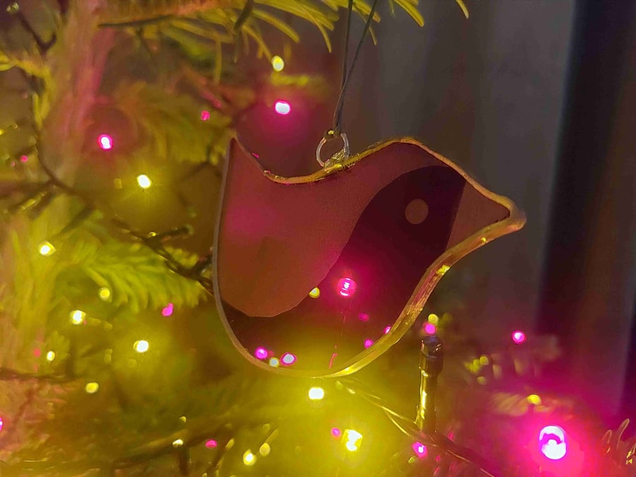 Stained glass handmade robin Christmas decoration