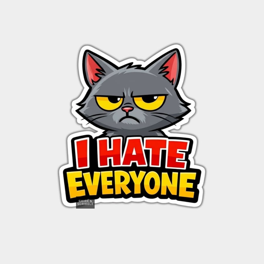 Funny Vinyl Sticker For Adults - Antisocial Cat - Folksy