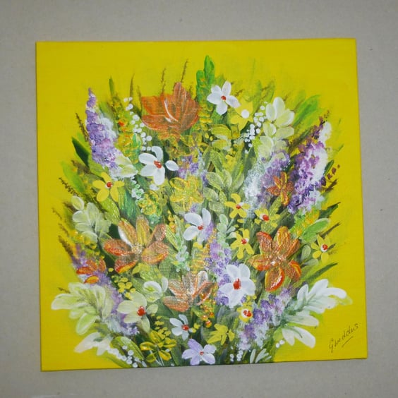 original art acrylic floral painting ( ref FA 