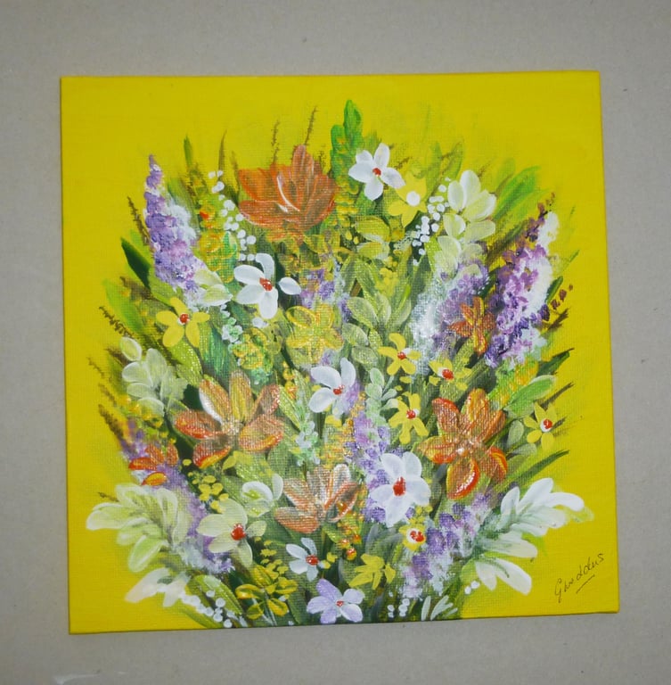 original art acrylic floral painting ( ref FA 