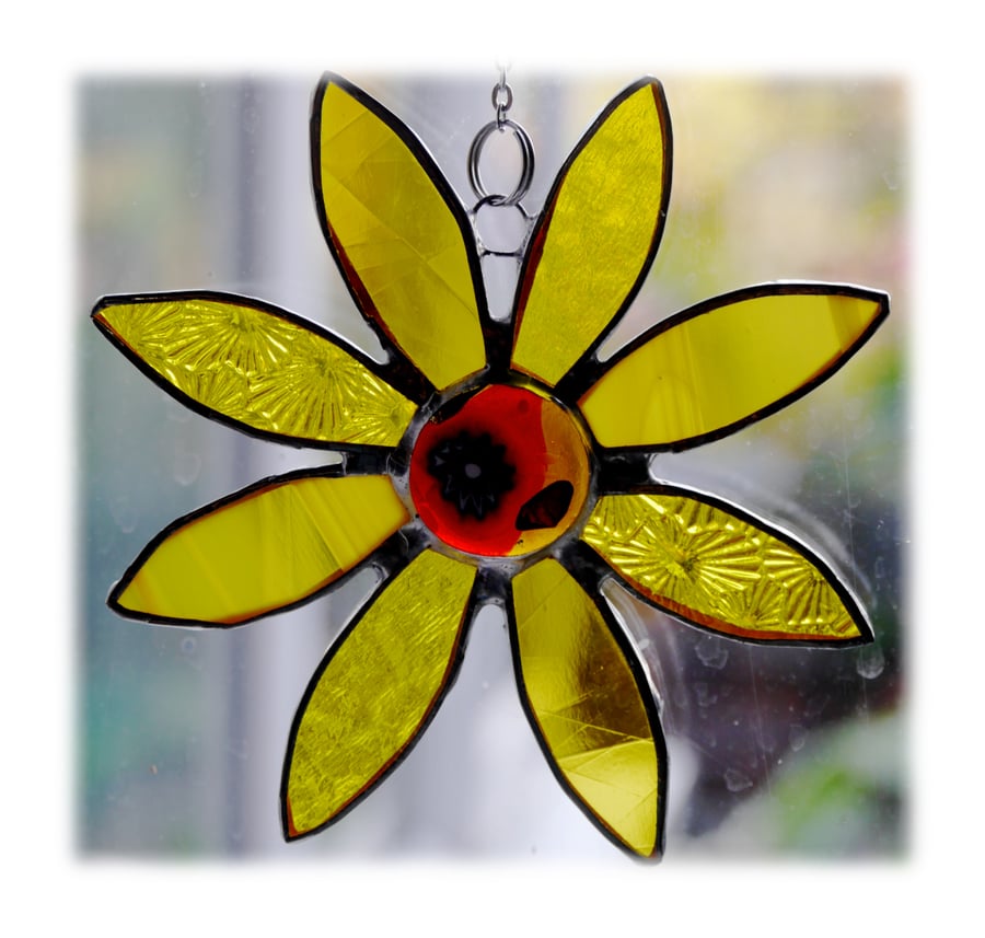 Sunflower Suncatcher Handmade Stained Glass 037
