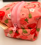 Box pouch small lined in strawberry pink shades small make up bag - Image 3