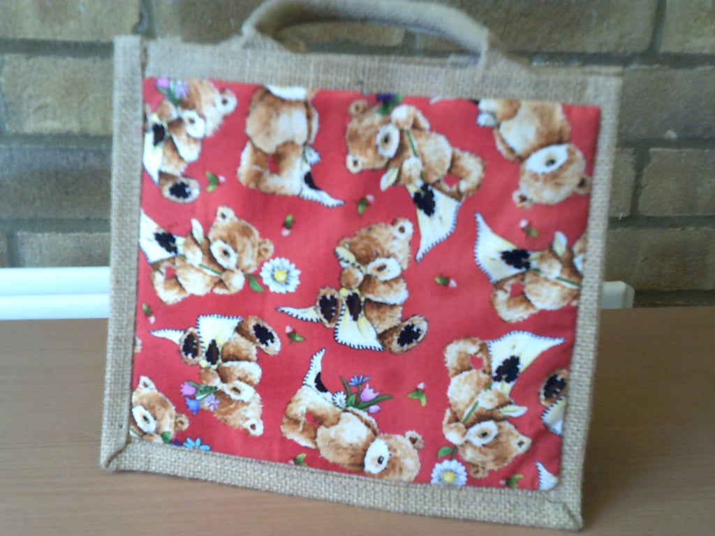 Ragged Teddy Small Jute Bag