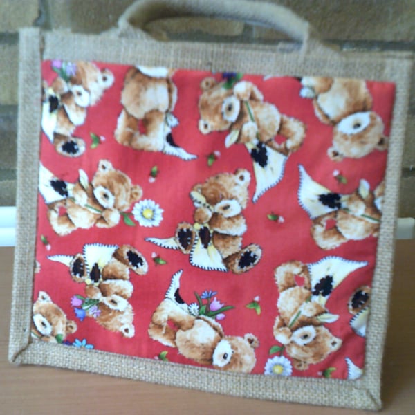 Ragged Teddy Small Jute Bag