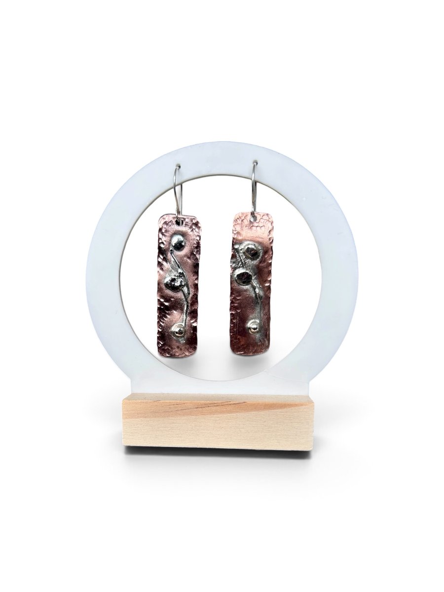 Sterling Silver and Copper Earrings Abstract - Gift Boxed