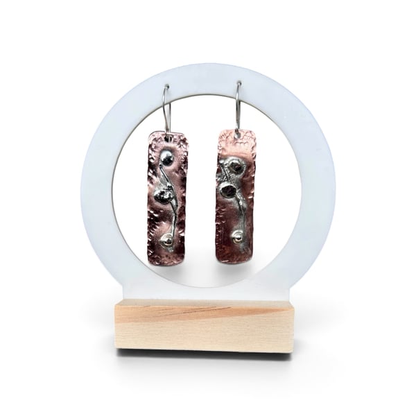 Sterling Silver and Copper Earrings Abstract - Gift Boxed