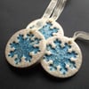 blue crackle ceramic snowflake decorations