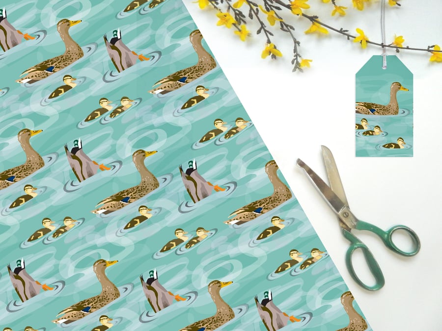 Dabbling Ducks Gift Wrapping Paper - Easter, Spring gifts