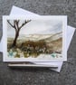 Inspired by my surroundings, hilly views  A handpainted Blank Card to frame, or 