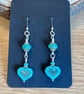 Turquoise heart Czech glass bead earrings - Image 2