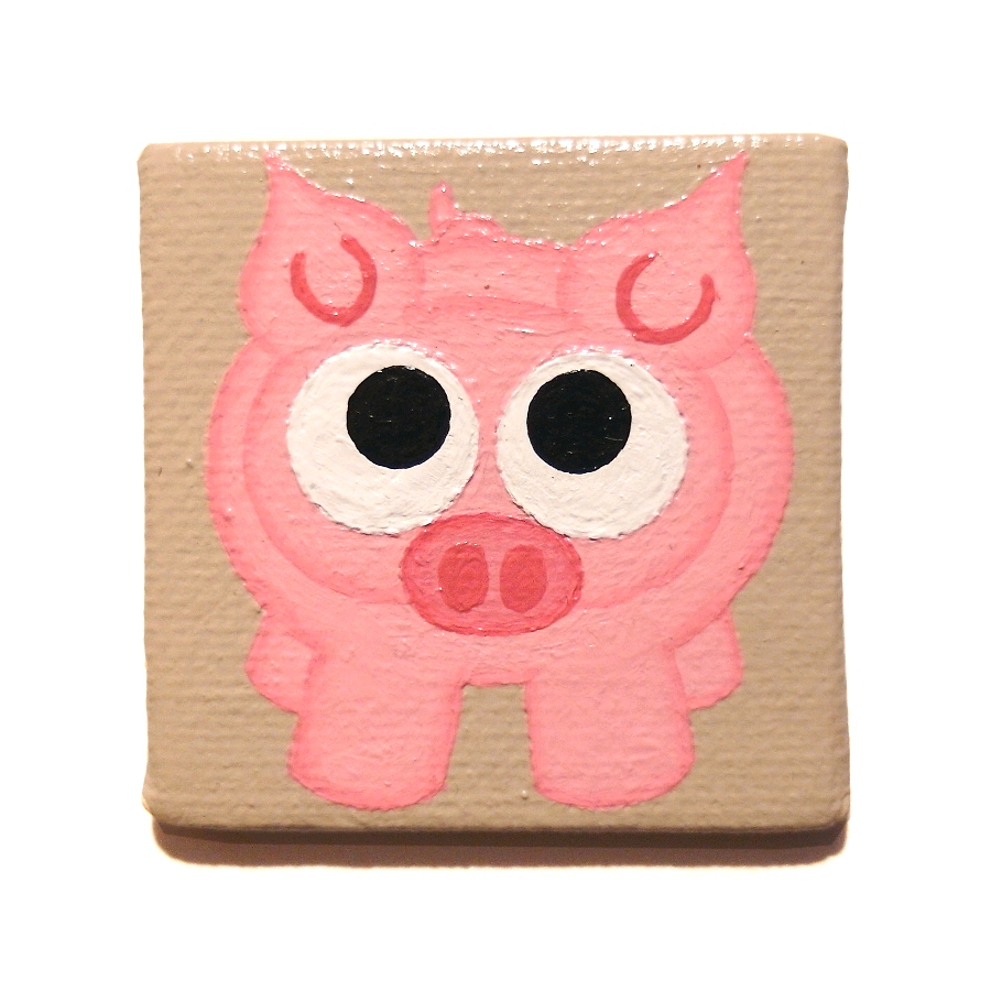 Pig Magnet - cute hand painted magnetic art - stocking filler for pig lover