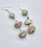 Multicoloured Paper beaded dangling earrings