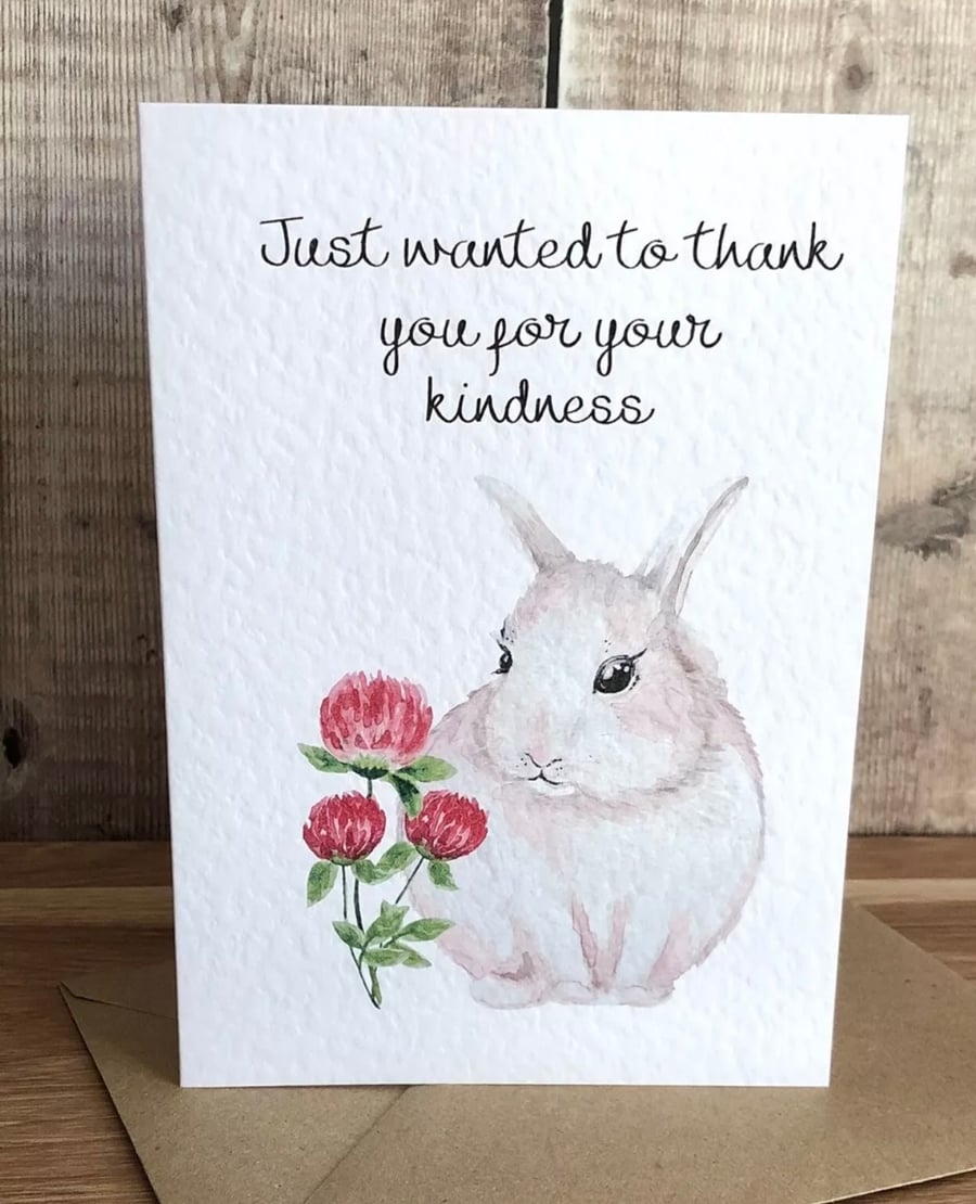 Thank you card bunny rabbit blank inside 