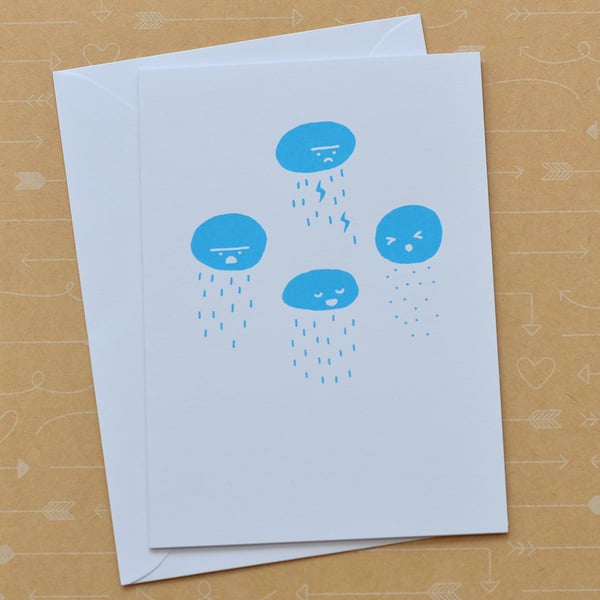 Rainclouds - Screen Printed Card