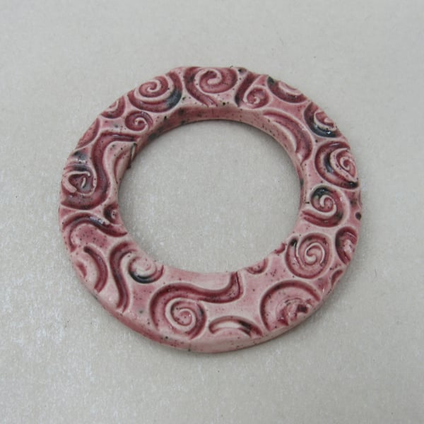 Speckled Rose Spiral Ceramic Pendant Loop Connector