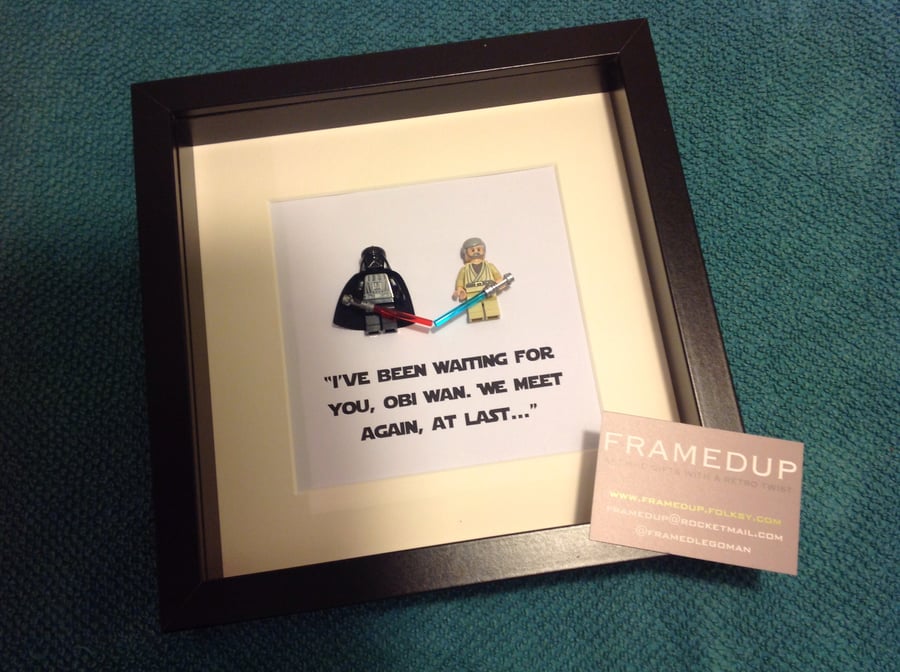 IVE BEEN WAITING FOR YOU... - FRAMED LEGO DARTH VADER AND OBI-WAN FIGURES