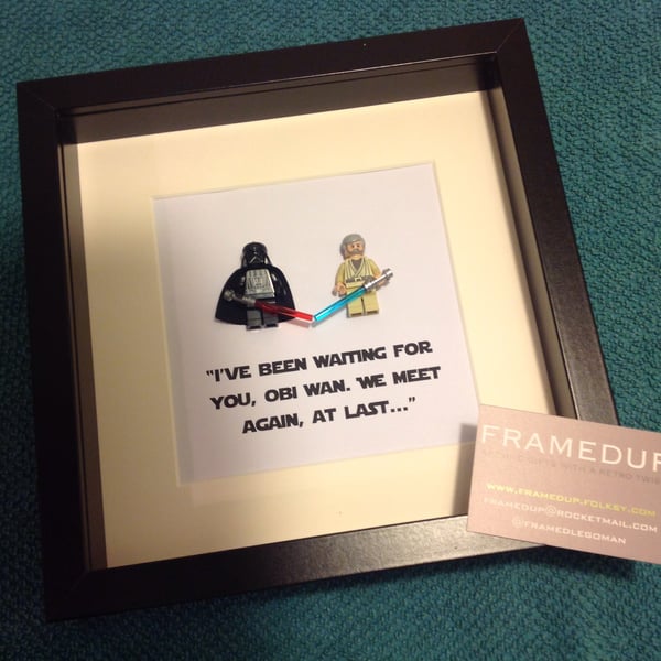 IVE BEEN WAITING FOR YOU... - FRAMED LEGO DARTH VADER AND OBI-WAN FIGURES