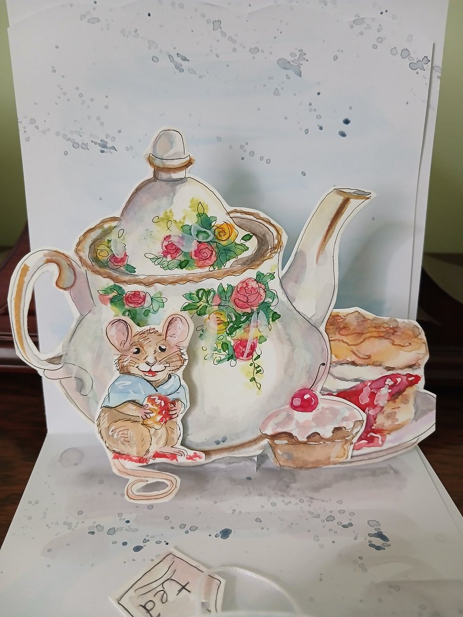Handmade card Watercolour card Tea for one
