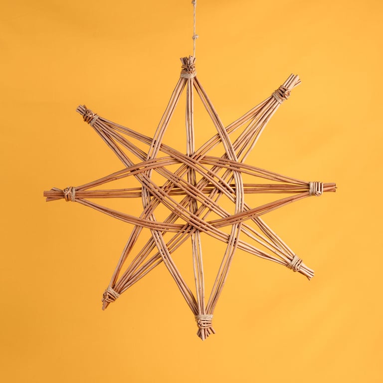 Handwoven Willow Star, Nordic Scandinavian Wall Decoration (40cm)