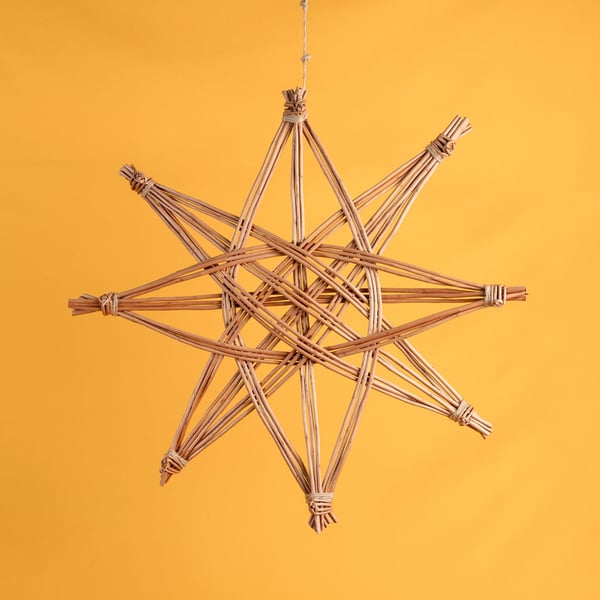Handwoven Willow Star, Nordic Scandinavian Wall Decoration (40cm)