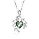 Natural Beautiful Moss Agate stone Pendant Heart Shape With S925 Silver chain