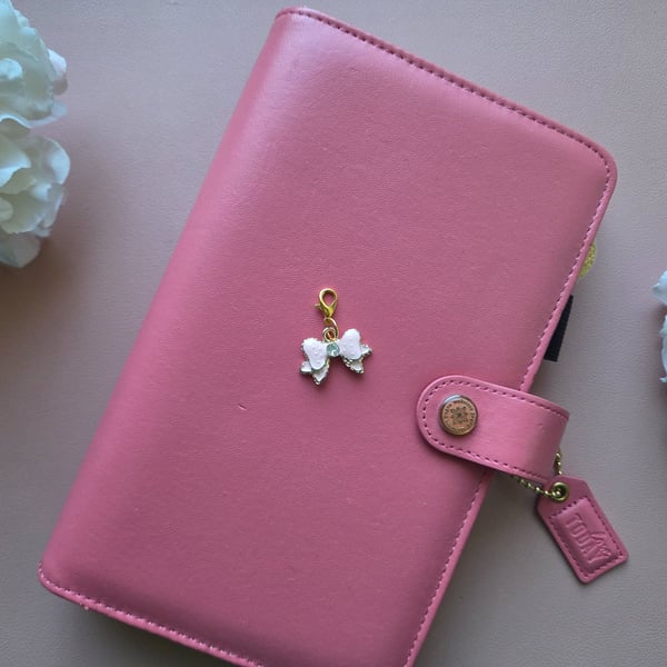 Planner Charm Pink Coquette Bow Clip On Dangle Charm