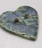 Medium Forest Green Leaf Sprig Texture Heart Shaped Ceramic Button - Image 2