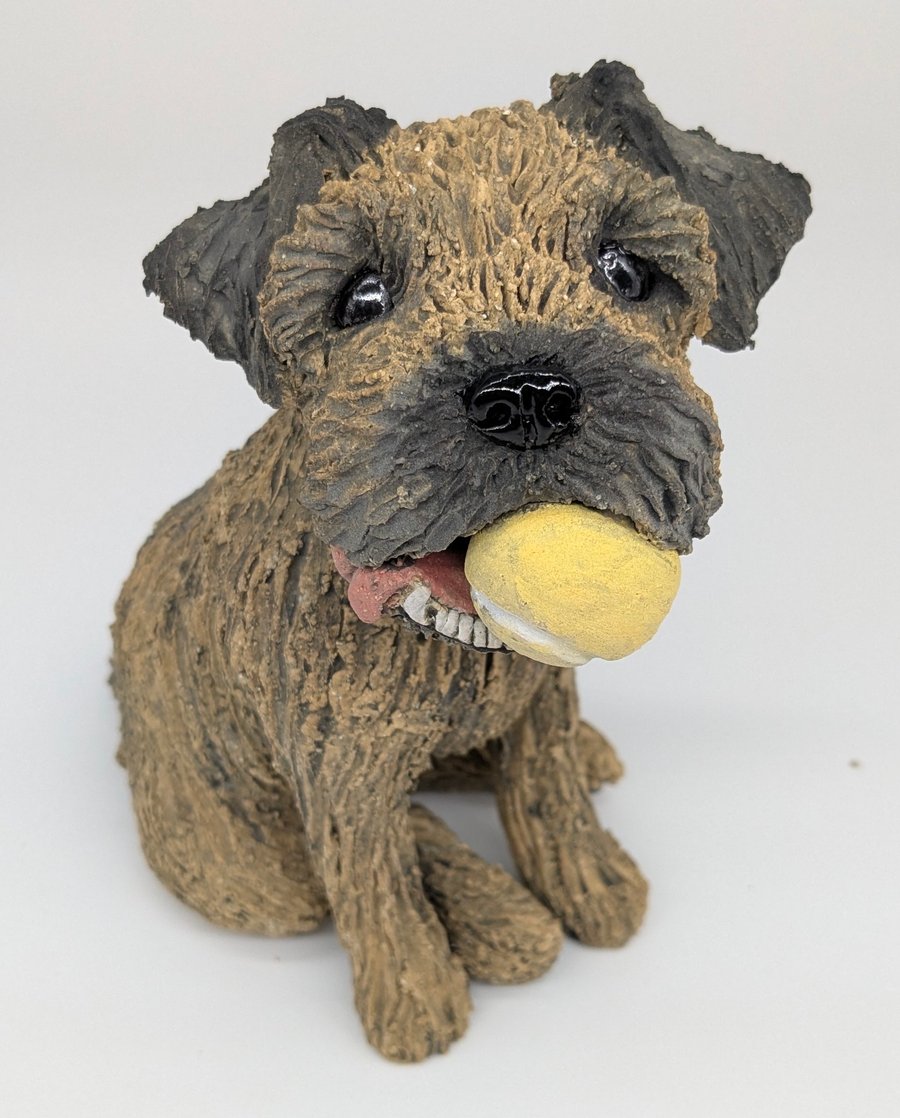Border Terrier and Ball Sculpture - B