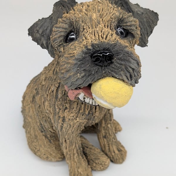Border Terrier and Ball Sculpture - B