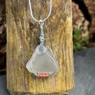 Handmade Wire Wrapped Sea Glass Pendant 