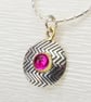 Zigzag ear studs featuring pink Corundum gemstones, handmade with a stone choice - Image 5