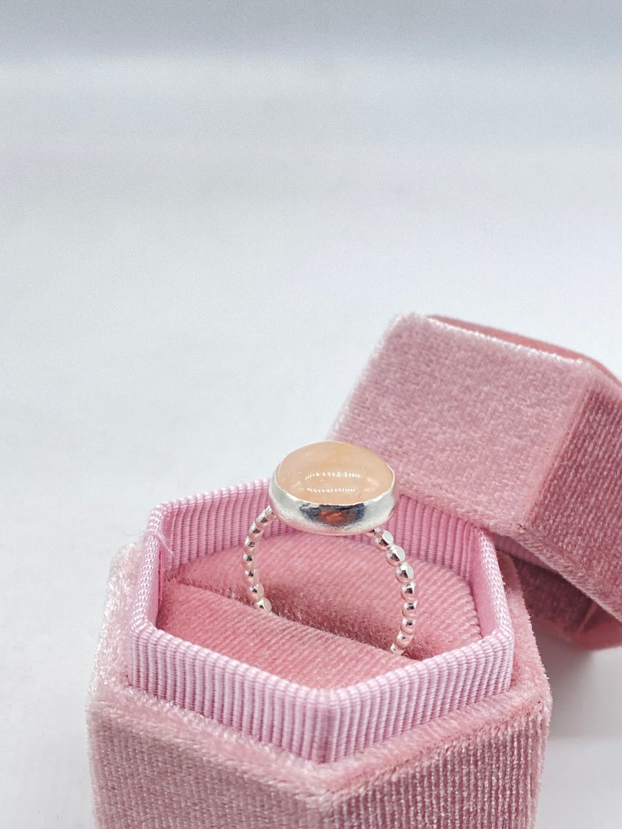 Morganite Silver Ring Handmade 