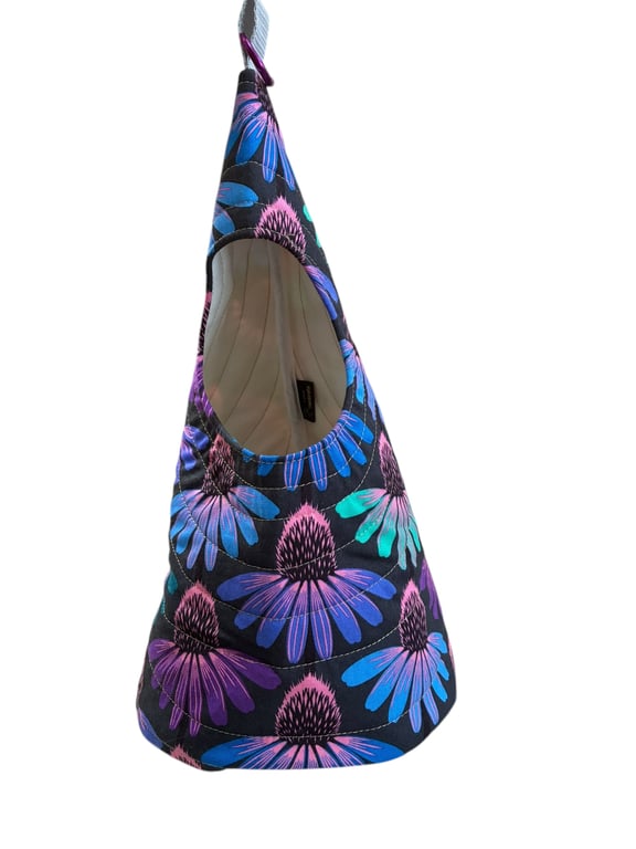 Quilted Handmade Peg Bag featuring echinacea - purple 